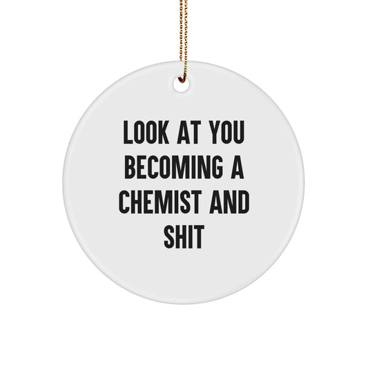 Funny Chemist Gifts for Men, Circle Ornament with 'Look At You Becoming A Chemist And Shit', Unique Christmas Unique Gifts from Friends, Family, Colleagues - Image 1