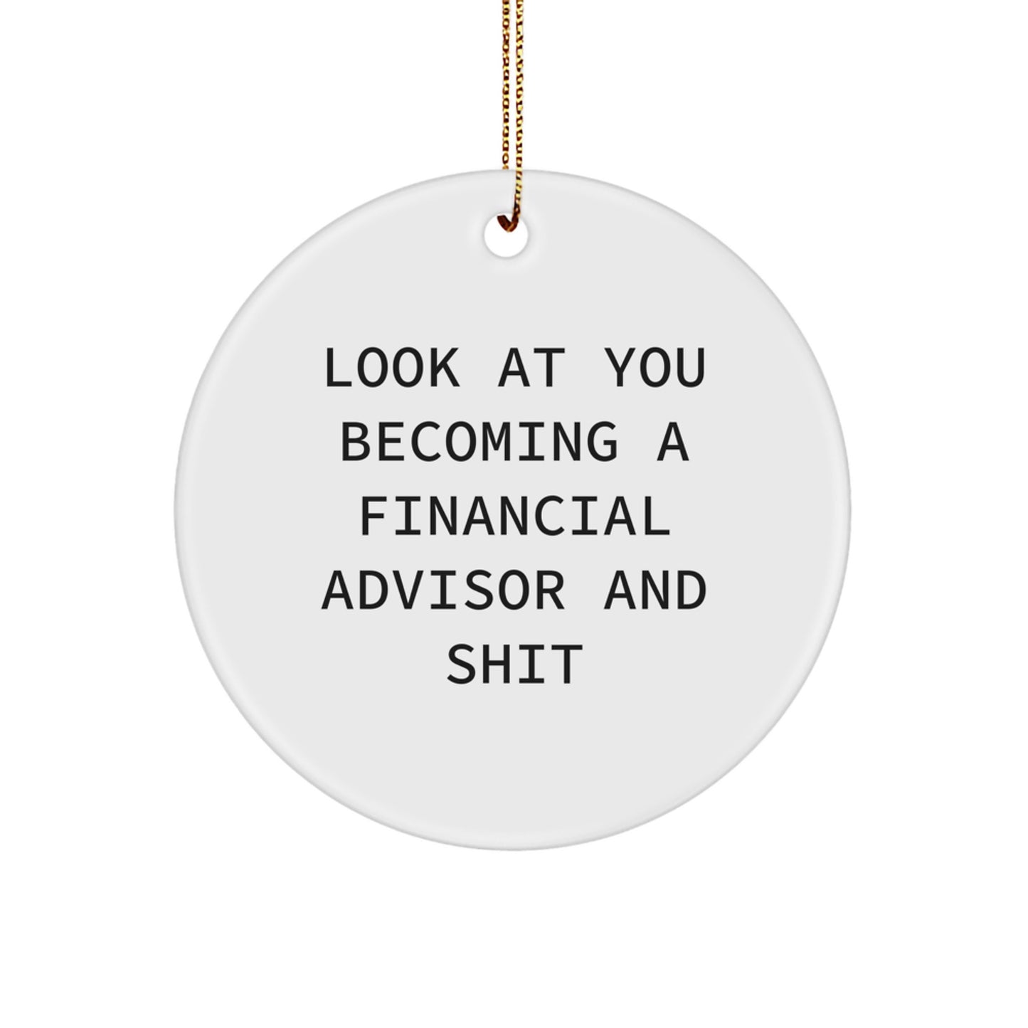 Funny Financial Advisor Christmas Circle Ornament Gifts from Friends and Family for Men and Women, Look At You Becoming 'A' Financial Advisor And Shit - Image 1