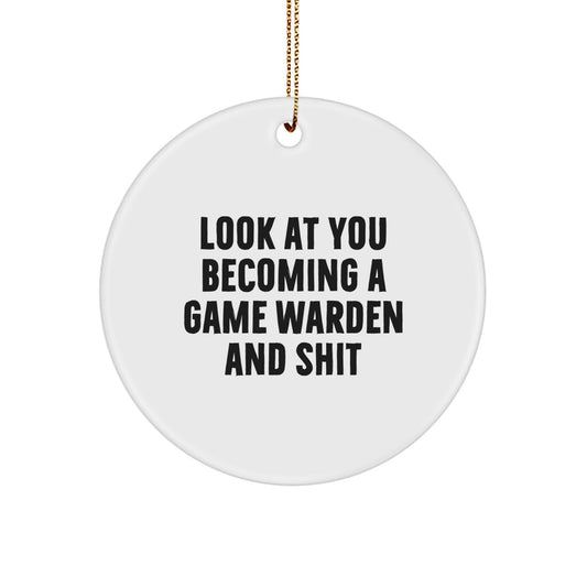 Become a Game Warden, Funny Game Warden Circle Ornament, Christmas Unique Gifts for Game Warden Friends and Family from Men - Game Warden Lover Gifts for Him, Her, Friends, Coworkers - Image 1