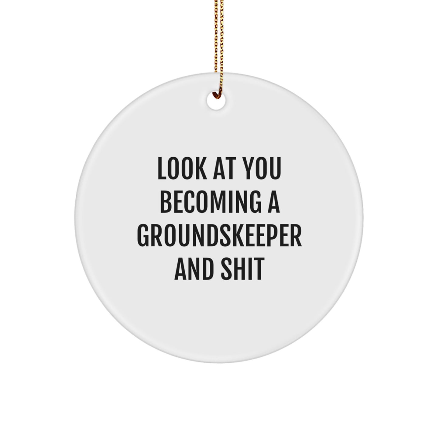 Funny groundskeeper Gifts, Circle Ornament for groundskeeper, Look At You Becoming A 'groundskeeper And Shit' Christmas Unique Gifts from Men to groundskeeper - Image 1