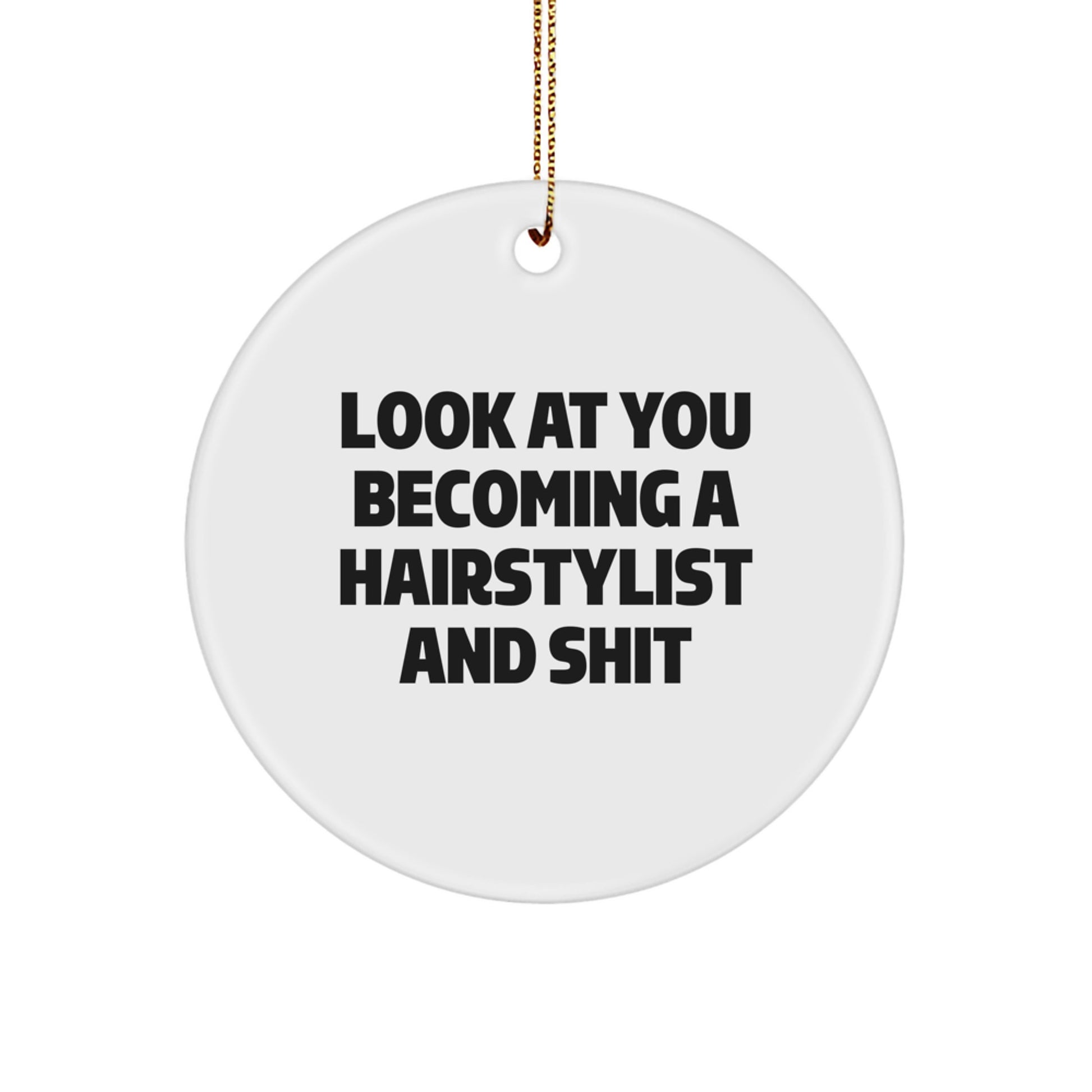 Funny Hairstylist Circle Ornament Gifts for Men from Friends and Family at Christmas Time - Image 1