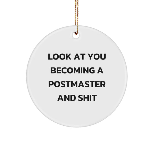 Unique Christmas Unique Gifts for Postmaster from Friends, Funny Postmaster Circle Ornament, Postmaster Office Decor - Image 1