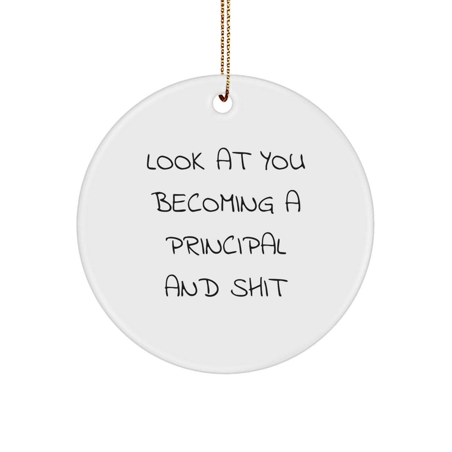 Funny Principal Gifts for Men from Friends - Christmas Circle Ornament Look At You Becoming A Principal And Shit - Image 1