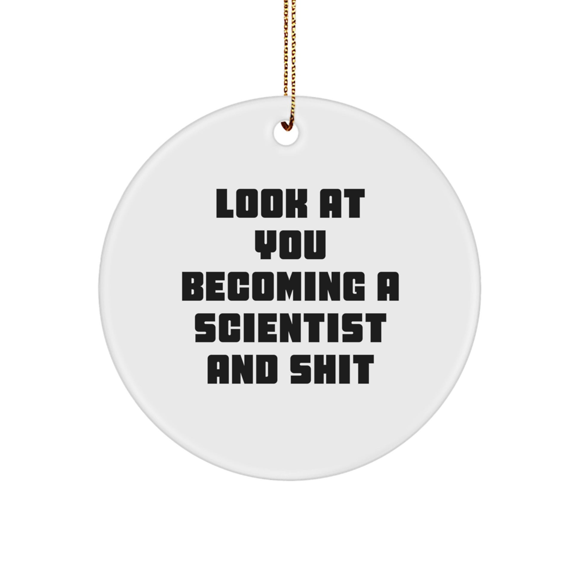 Funny Scientist Circle Ornament Gifts from Men to Family Friends at Christmas - Image 1