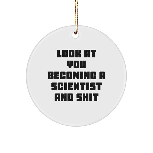 Funny Scientist Circle Ornament Gifts from Men to Family Friends at Christmas - Image 1