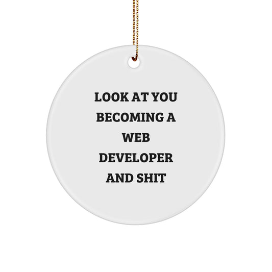 Funny Web Developer Circle Ornament - Web Developer Gifts for Men, Women, Friends, Coworkers, Family, and Web Developer Enthusiasts, Christmas Unique Gifts from Friends, Family, and Loved Ones - Image 1