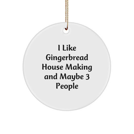 Gingerbread House Making Fun Circle Ornaments Gifts from Men for Friends - Image 1