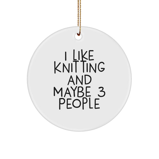 Funny Knitting Christmas Circle Ornaments Gifts from Friends for Knitting Enthusiasts - Image 1