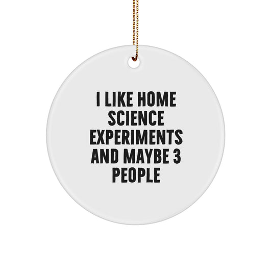 Funny Home Science Experiments Gifts from Men for Home Science Experiments Enthusiasts, Circle Ornament for Christmas Unique Gifts, I Like Home Science Experiments And Maybe 3 People - Image 1