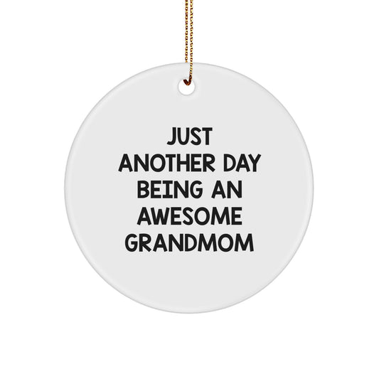Funny Grandmom Gifts from Family for Her - Circle Ornament Quote 'Just Another Day Being An Awesome Grandmom' Christmas - Image 1