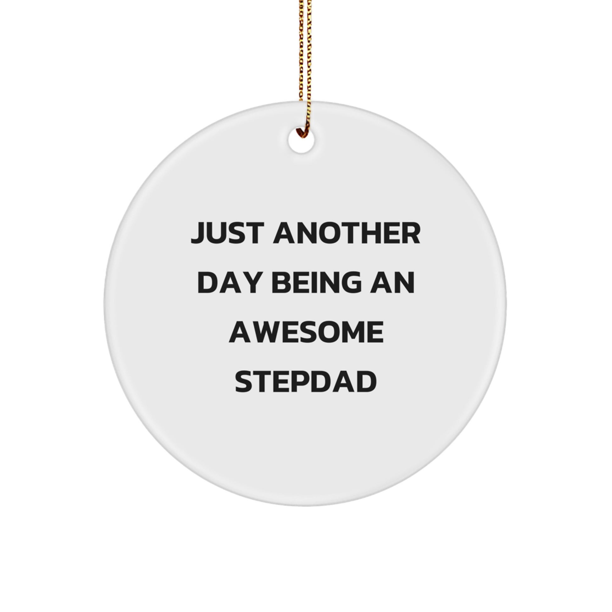 Funny Stepdad Gifts from Men, Christmas Unique Gifts for Awesome Stepdads, Circle Ornament with Just Another Day Quote - Image 1