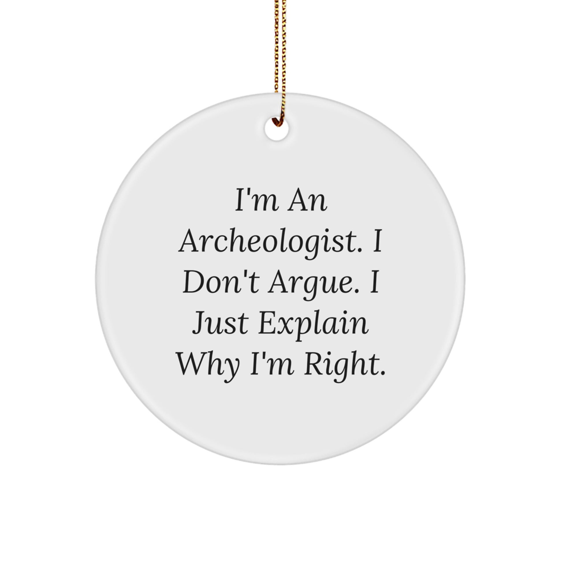 Unique Archeologist Christmas Circle Ornament Gifts from Friends for the Archeologist in Your Life Who Loves to Explain Why They're Right - Funny Quote - Image 1