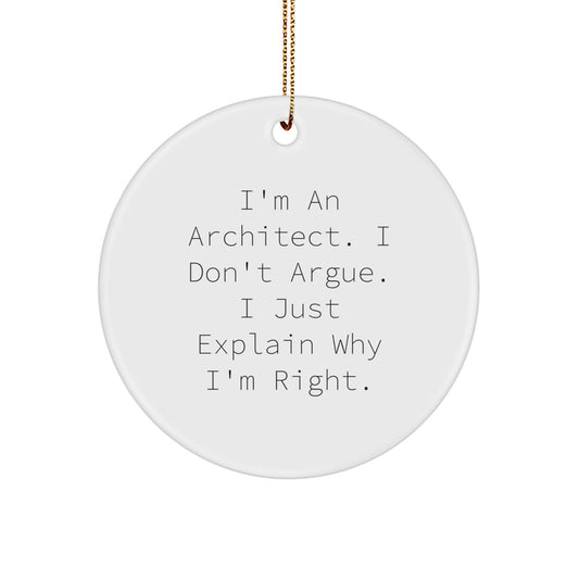 Funny Architect Gifts for Men Christmas Unique Circle Ornament from Friends - Image 1