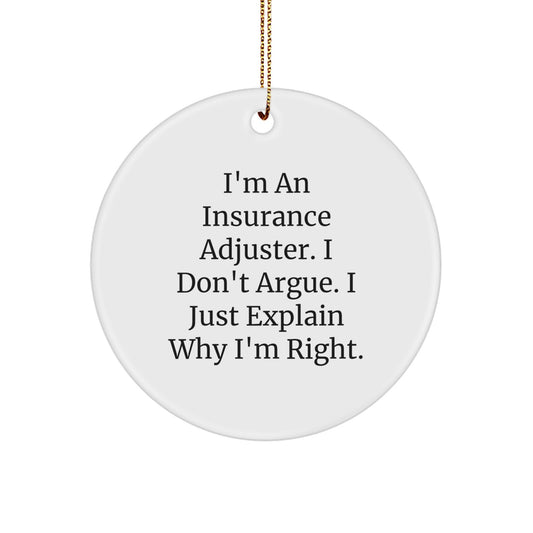 Funny Insurance Adjuster Gifts, Inspirational Circle Ornament for Insurance Adjuster, Gifts from Coworkers for Christmas - Image 1