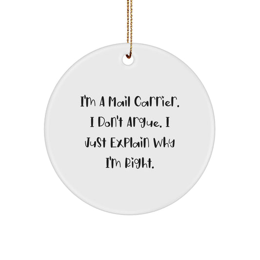 Funny Mail Carrier Circle Ornament Gifts from Friends and Family for Christmas Decorations - Perfect Present for Mail Carrier Enthusiasts - Image 1