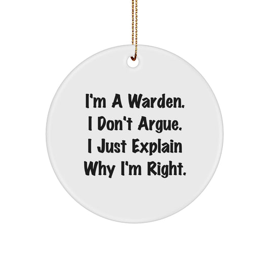 Funny Warden Circle Ornament Gifts for Men Women Friends Family from Christmas Unique Gifts - Image 1