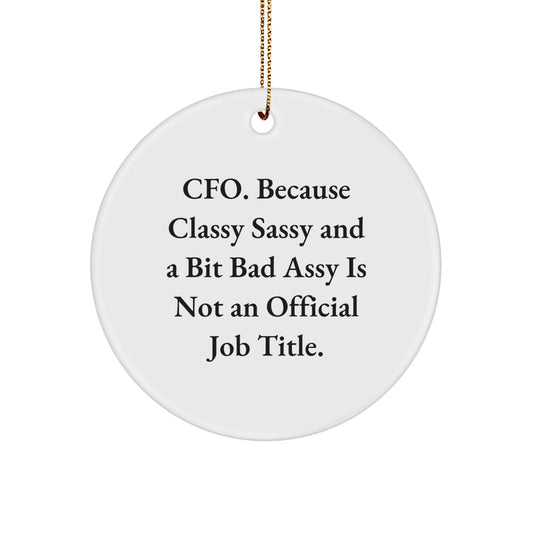 Funny CFO Gifts, Circle Ornament for Friends, Coworkers, Family, 'CFO. Because Classy Sassy And A Bit Fearlessy Is Not An Official Job Title', Christmas Unique Gifts - Image 1