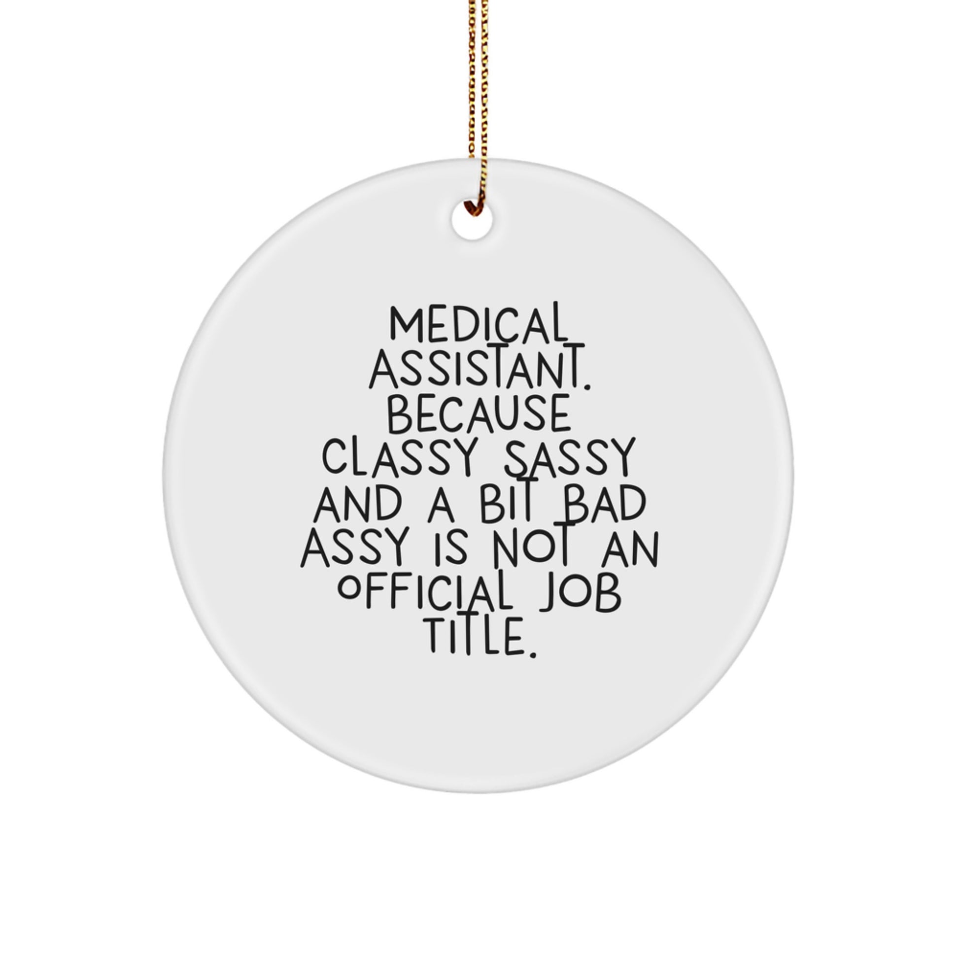Medical Assistant Humor Gifts from Family - Funny Quote Circle Ornament for Christmas Unique Gifts for Medical Assistant Friends - Image 1