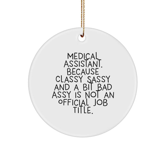 Medical Assistant Humor Gifts from Family - Funny Quote Circle Ornament for Christmas Unique Gifts for Medical Assistant Friends - Image 1