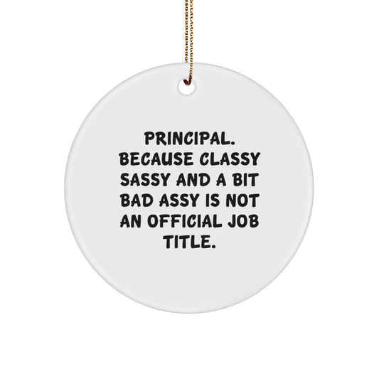 Funny Principal Gifts, Circle Ornament for Principal, Principal Christmas Unique Gifts from Friends and Family - Image 1