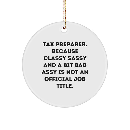 Funny Tax Preparer Gifts for Christmas, Circle Ornament with Tax Preparer Quote, Gifts from Friends, Family, Coworkers to Tax Preparer - Image 1
