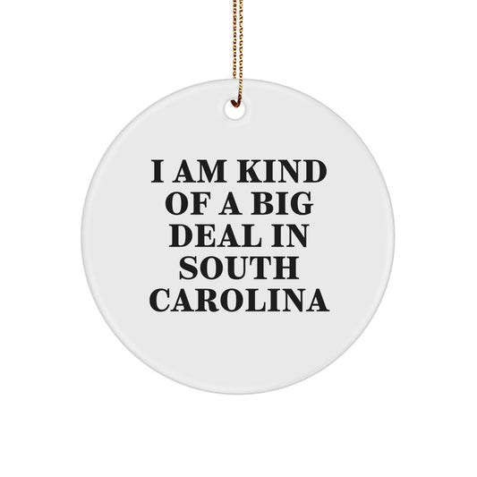 Funny South Carolina Gifts, Christmas Unique Gifts from Friends to South Carolina, 'I Am Kind Of A Prime Selection In South Carolina' Circle Ornament - Image 1