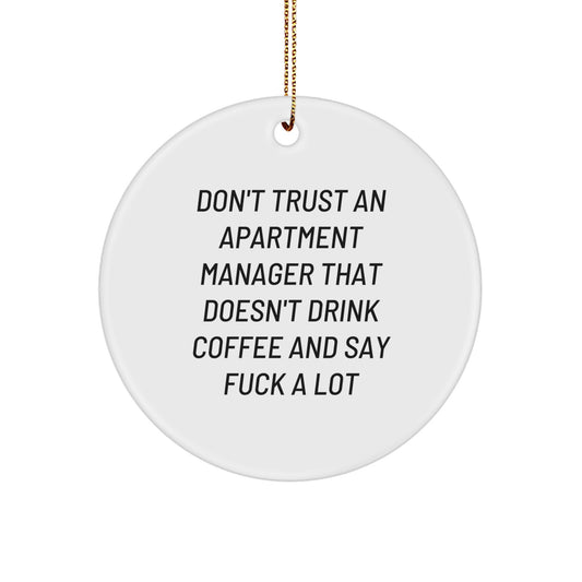 Funny Apartment Manager Gifts, 'Don't Trust' Insult Circle Ornament, Christmas Unique for Friends, Coworkers, Family - Image 1