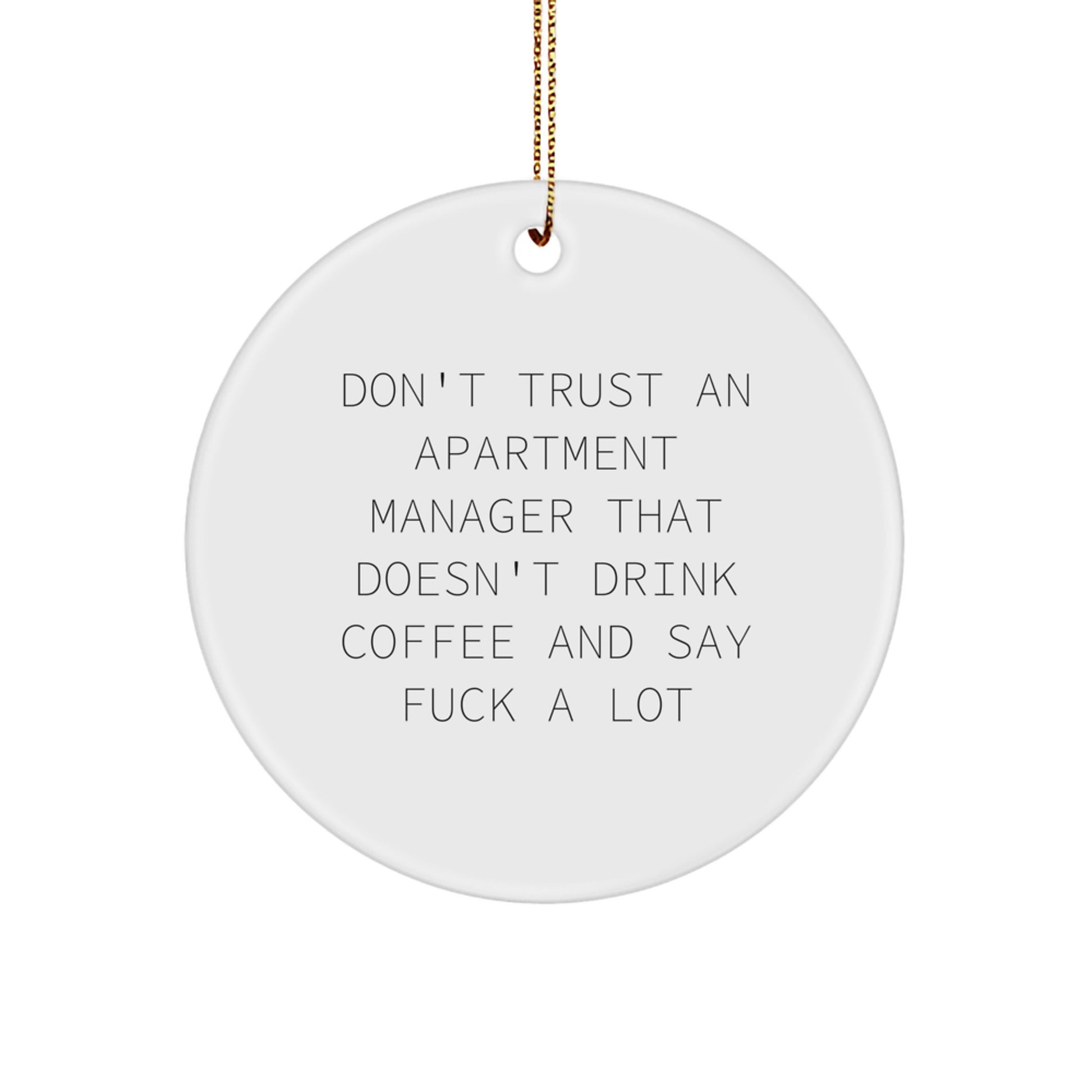 Funny Gifts from Friends for Apartment Managers, 'Don't Trust' Circle Ornament, Christmas Unique - Image 1