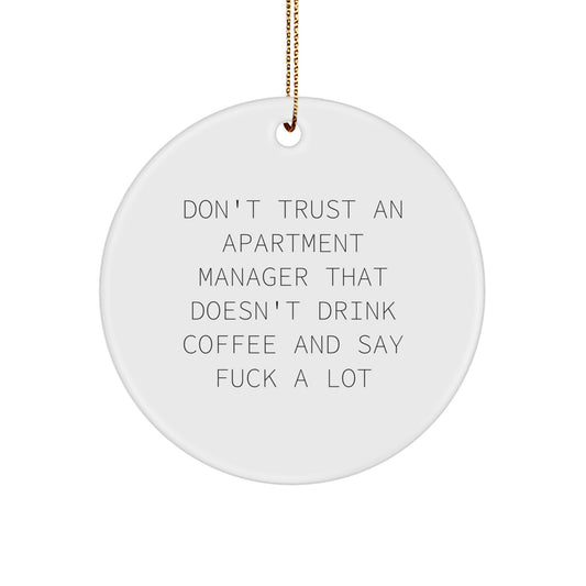 Funny Gifts from Friends for Apartment Managers, 'Don't Trust' Circle Ornament, Christmas Unique - Image 1