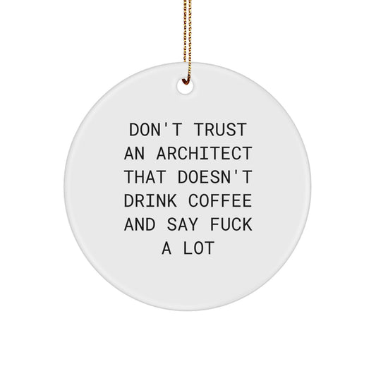 Funny Architect Gifts, Circle Ornament with Inspirational Quote, 'Don't Trust', Unique Christmas Memorable Presents for Men - Image 1