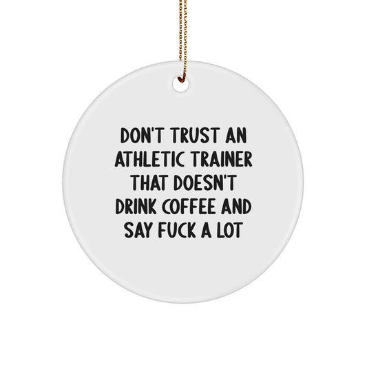 Funny Athletic Trainer Gifts for Men, Circle Ornament with Ironic Mugs Quote - Gifts from Family - Image 1