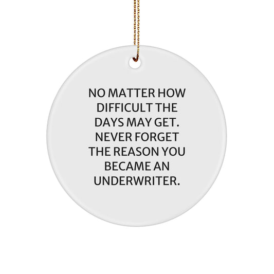 Funny Inspirational Underwriter Gifts for Men, Circle Ornament with Quote - Never Forget Your Reason, Gifts from Friends, Perfect Christmas Unique Gifts - Image 1