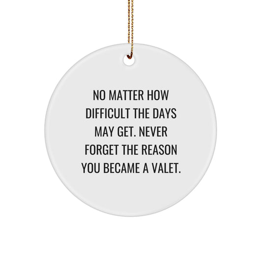 Funny Valet Gifts from Friends and Family, Circle Ornament, Never Forget the Reason You Became a Valet, Christmas Unique Gifts - Image 1