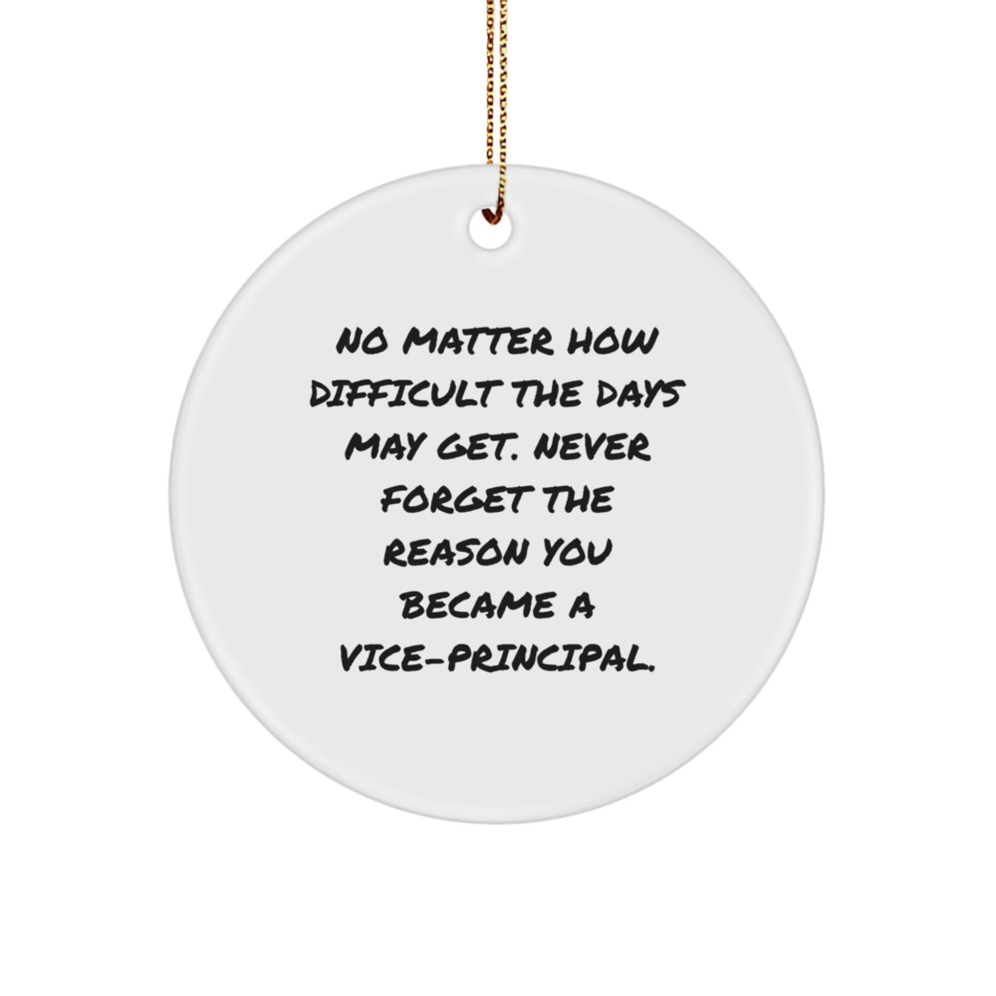 Inspirational Vice-principal Gifts from Friends - Circle Ornament for Christmas Unique Decorations, Funny Quote 'Never Forget The Reason You Became A Vice-principal.' - Image 1