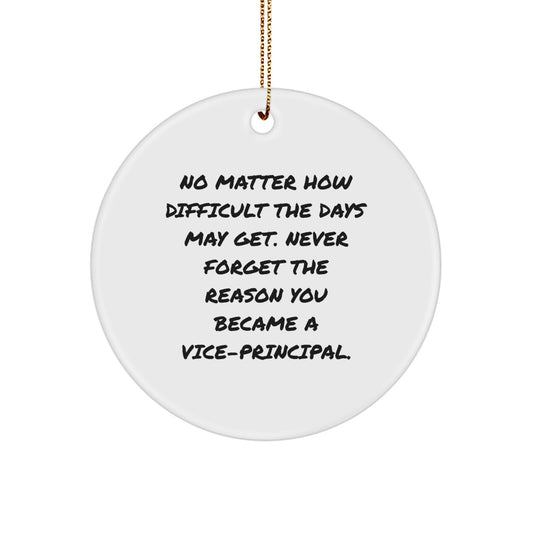 Inspirational Vice-principal Gifts from Friends - Circle Ornament for Christmas Unique Decorations, Funny Quote 'Never Forget The Reason You Became A Vice-principal.' - Image 1