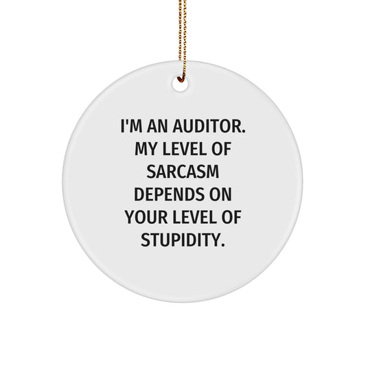 Funny Auditor Gifts for Men - 'I'm An Auditor' Circle Ornament, White, 2.75' Tall, Christmas Unique Gifts from Friends - Image 1