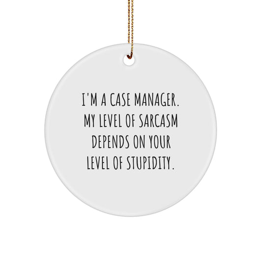 Funny Case Manager Circle Ornament Gift from Friends for Case Manager, Christmas Unique Ornaments for Men or Women, I'm A Case Manager Sarcasm Humor - Image 1