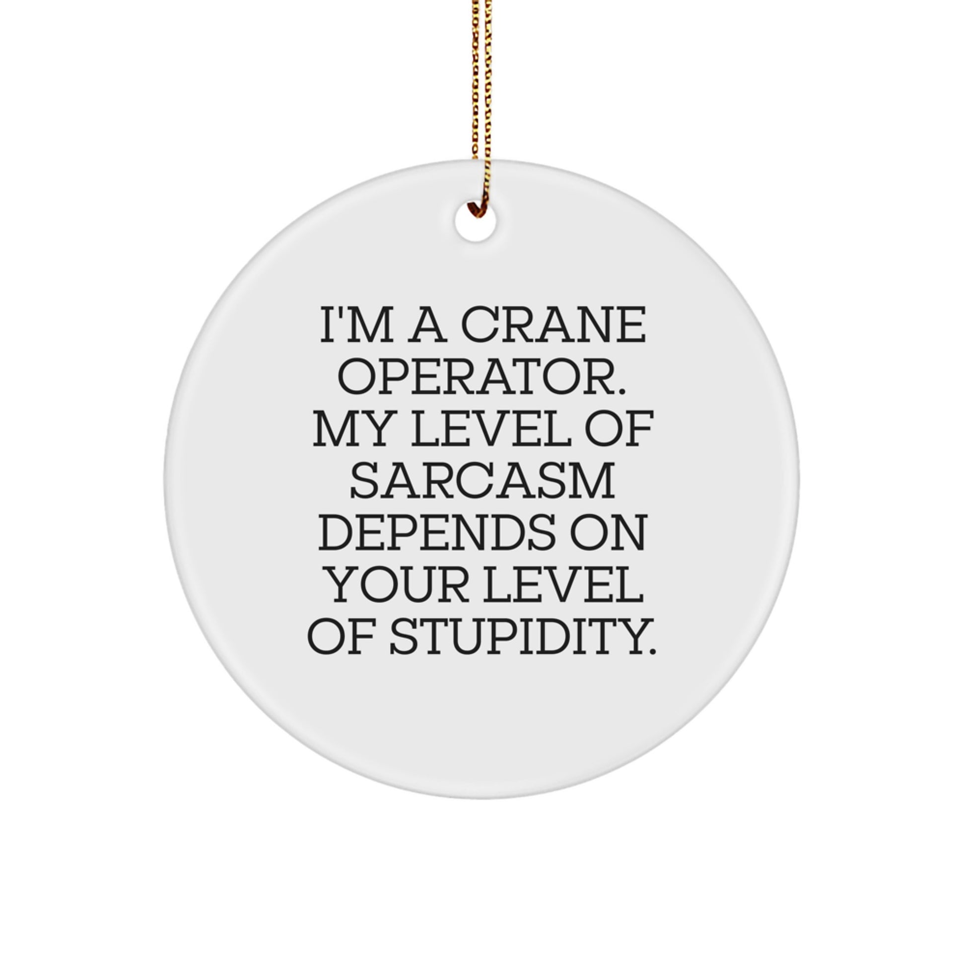 Funny Crane Operator Gifts for Men, Unique Circle Ornament with Sarcasm Humor, Christmas Unique Gifts from Friends or Family - Image 1
