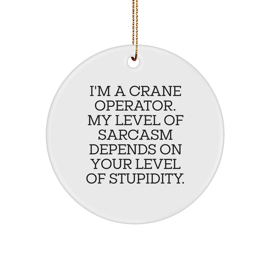 Funny Crane Operator Gifts for Men, Unique Circle Ornament with Sarcasm Humor, Christmas Unique Gifts from Friends or Family - Image 1