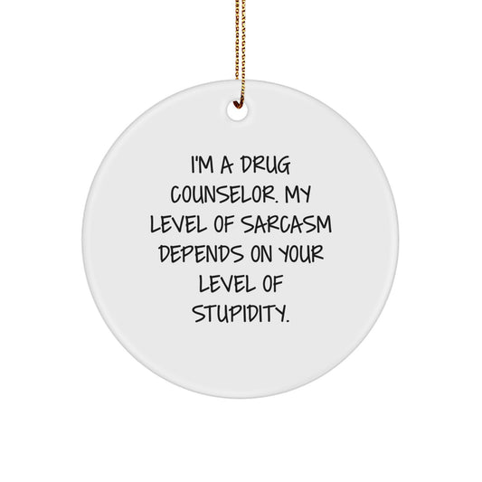 Gifts from Coworkers, Friends, or Family for a Drug Counselor - Funny Christmas Circle Ornament, Sarcasm Gift, Unique Holiday Decorations, Inspirational - Image 1