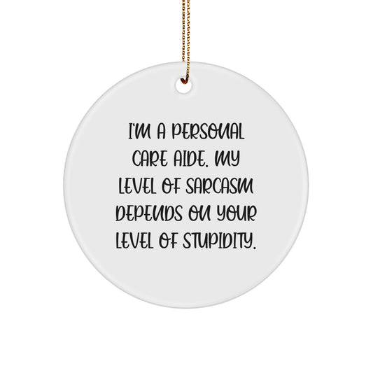 Funny Personal Care Aide Gifts for Men, Christmas Unique Circle Ornaments from Family Members, I'm A Personal Care Aide, Sarcasm Gifts - Image 1