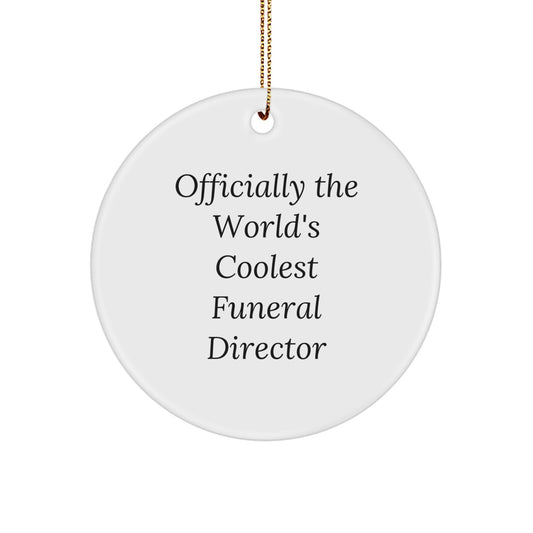 Funny Funeral Director Gifts from Friends, Coolest 'Officially The World's Coolest Funeral Director' Christmas Unique Ornaments for Men, Women, or Family - Image 1