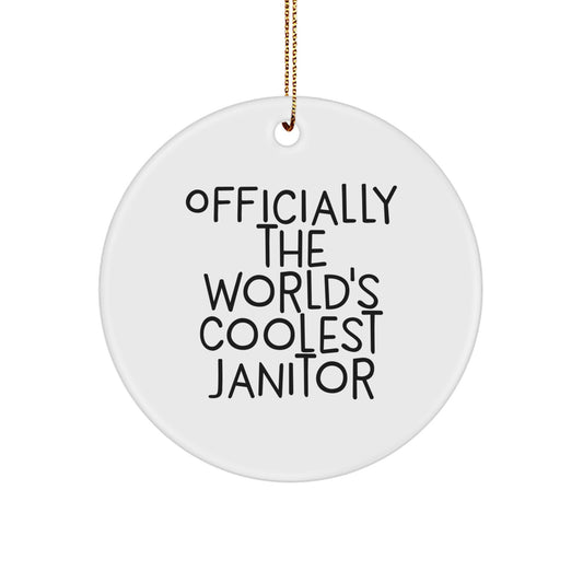 Funny Janitor Gifts for Men - World's Coolest Janitor Circle Ornament Christmas Unique Presents from Friends to Janitor - Image 1