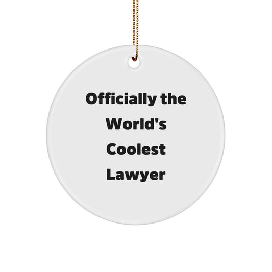 Funny Lawyer Gifts - Officially The World's Coolest Lawyer Christmas Circle Ornament for Men, Women, Friends, Family - Lawyer Office Decor, Lawyer Lawyer Gifts from Friends, Family - Image 1