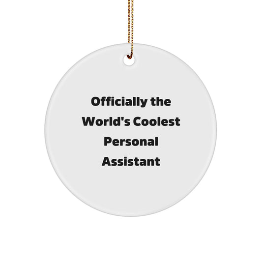 Funny Personal Assistant Gifts from Men, Women, Friends for Personal Assistant Men, Women, Friends - Officially The World's Coolest Personal Assistant Circle Ornament Christmas Unique Gifts - Image 1