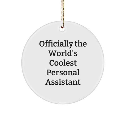 Officially The World's Coolest Personal Assistant Gifts for Men - Funny Circle Ornament Christmas Unique Gifts from Friends and Family - Image 1