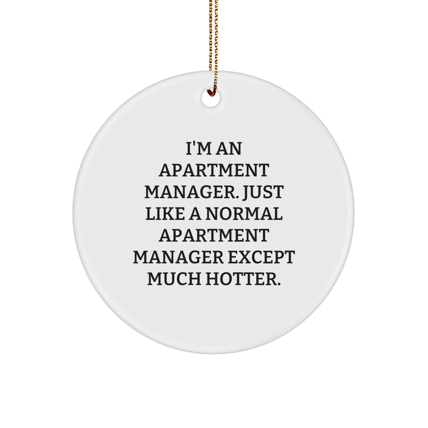 Funny Apartment Manager Gifts from Friends, Unique Circle Ornament Decorations for Men Christmas Unique Gifts, I'm An Apartment Manager. Just Like A Normal Apartment Manager Except Much Hotter. - Image 1