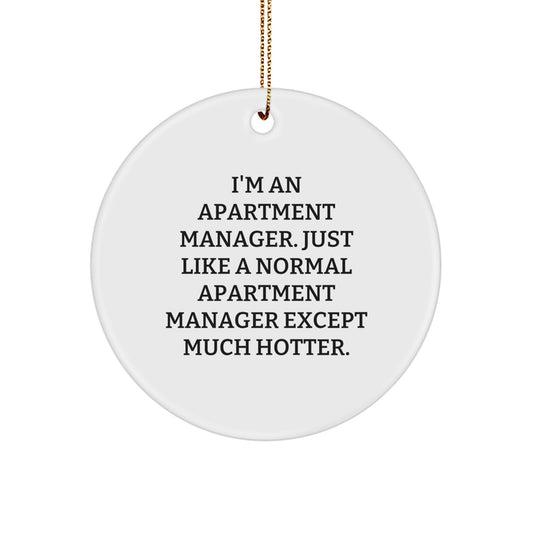 Funny Apartment Manager Gifts from Friends, Unique Circle Ornament Decorations for Men Christmas Unique Gifts, I'm An Apartment Manager. Just Like A Normal Apartment Manager Except Much Hotter. - Image 1