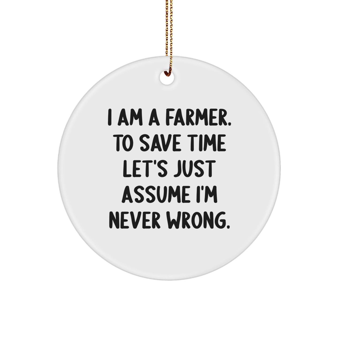 Funny Farmer Gifts from Men - 'I Am A Farmer. To Save Time Let's Just Assume I'm Never Wrong.' Christmas Unique Gifts for Farmer - Image 1