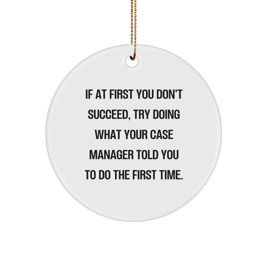 Funny Case Manager Gifts from Friends - Circle Ornament for Case Manager - If at First You Don't Succeed Gifts for Case Manager - Image 1